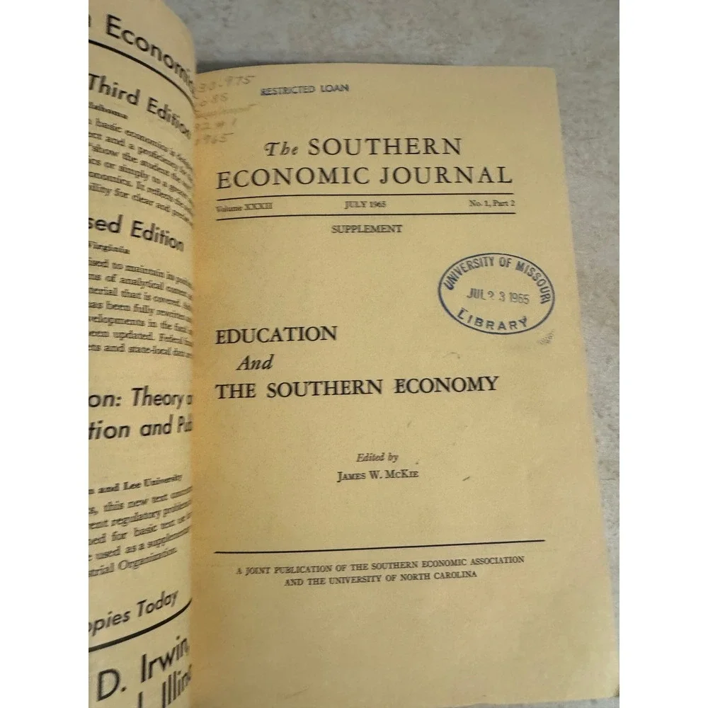 Southern‎ Economic Journal Vol XXXII 1965-1966 Bound Volume Library Edition Red